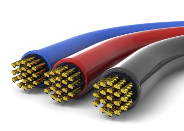 Beyaz izole kabloları 3d çizim
