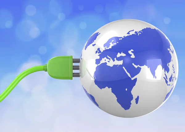 Green Ecologic Plug Earth Planet — Stock Photo, Image