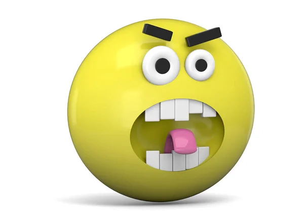Θυμωμένος Κίτρινο Πρόσωπο Emoticon Απεικόνιση — Φωτογραφία Αρχείου