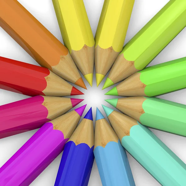 Colorful Cmyk Pencils Art Circle Illustration — Stock Photo, Image