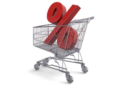 Demir arabası bakkal alışveriş sepeti sepet haddeleme ile tekerlekler, 3d simgesinde indirim