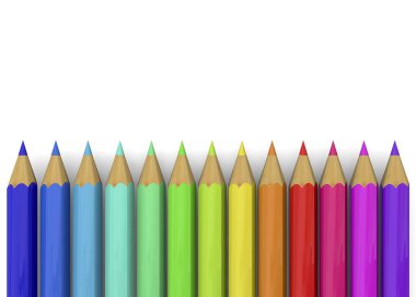 Beyaz arka planda, 3d çizim sanat için renkli Cmyk kalemler 