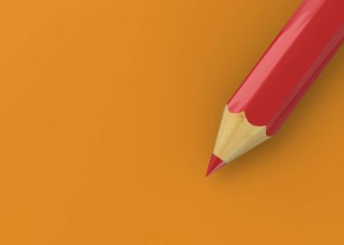Turuncu zemin, 3d üzerine kırmızı kalem