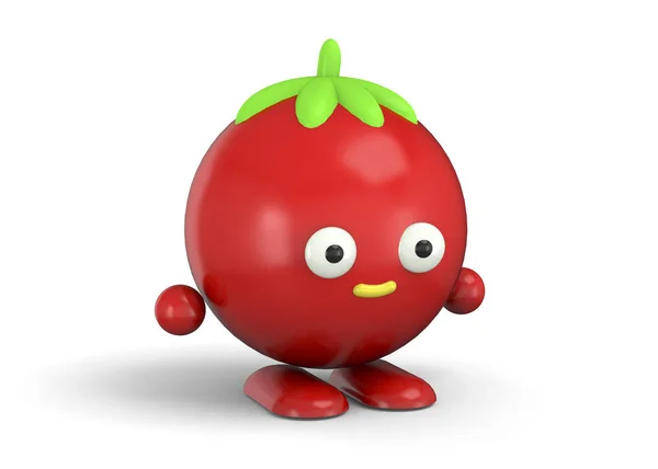 Caráter Tomate Vermelho Isolado Branco — Fotografia de Stock