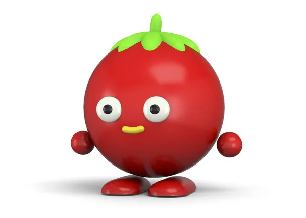 Caráter Tomate Vermelho Isolado Branco — Fotografia de Stock
