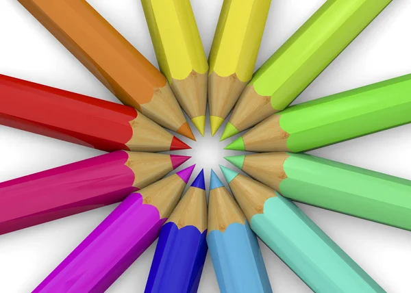 Colorful Cmyk Pencils Art Circle Illustration — Stock Photo, Image