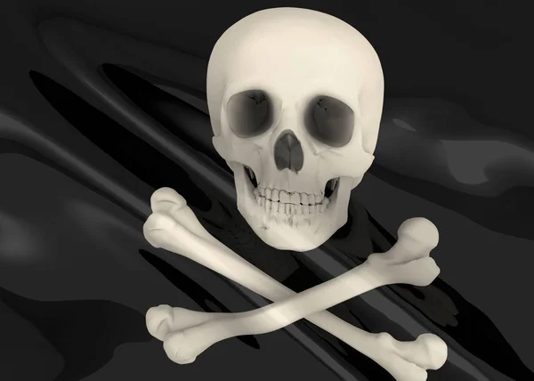 Pirátská Vlajka Zblízka — Stock fotografie