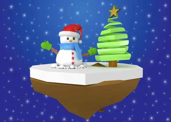 Snowman Lowpoly Close — Stock Photo, Image