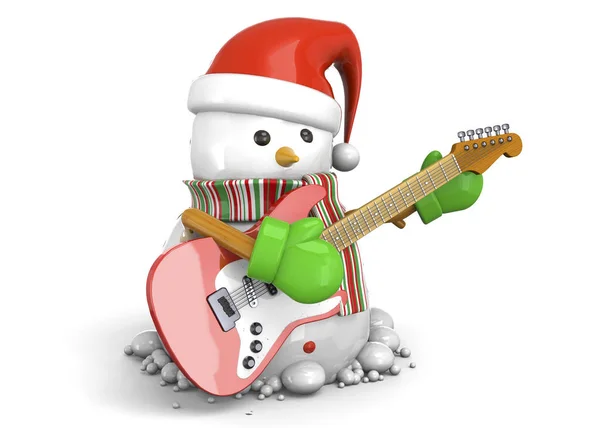 Snowman Toca Guitarra — Foto de Stock