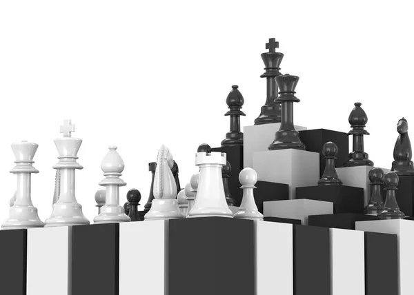 Jeu Échecs Sur Blanc — Photo