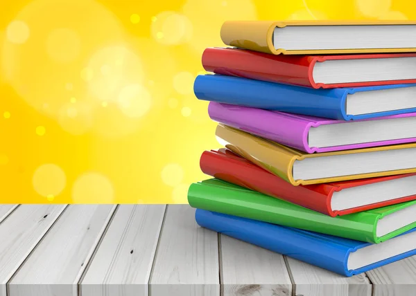 Colorful Books - 3D on yellow