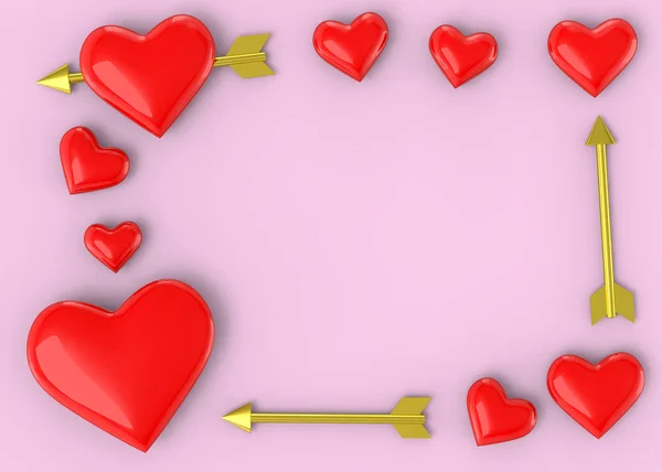 Hjärta och pilbakgrund -3D — Stockfoto