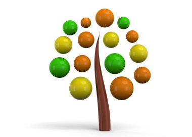 Renkli Ağaç Simgesi - 3d resim