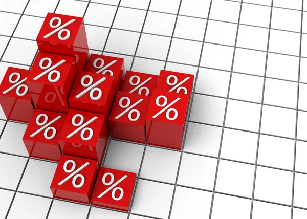 Discount Concept Red Cubes Illustration — Stock Photo, Image