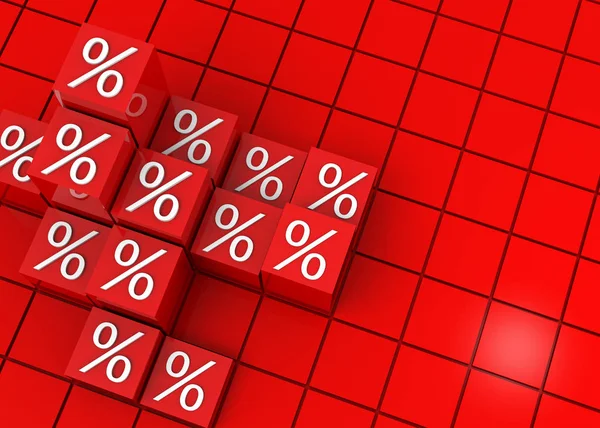 Discount Concept with red cubes - 3d illustration