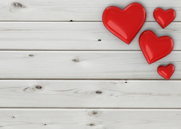 Trä Kärleks Bakgrund Med Röda Hjärtan Illustration — Stockfoto