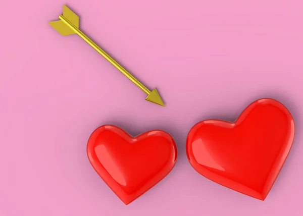 Hearts Arrow Pink Background Illustration — Stock Photo, Image