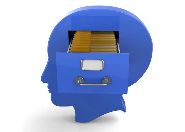 Memórias Cérebro Cabeça Azul Ilustração — Fotografia de Stock
