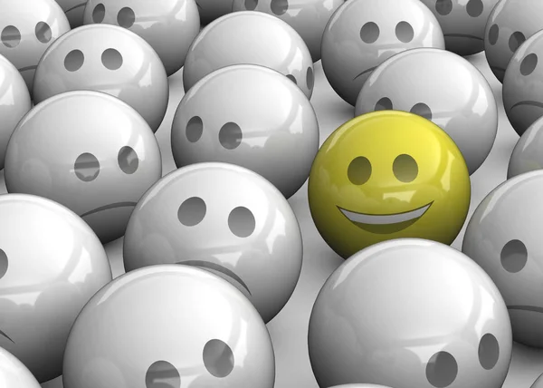 Emoticon feliz e Emoticon triste - 3D — Fotografia de Stock