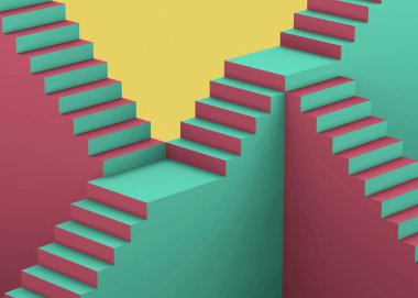 Renkli Pop Sanat Merdivenleri - 3D konsept