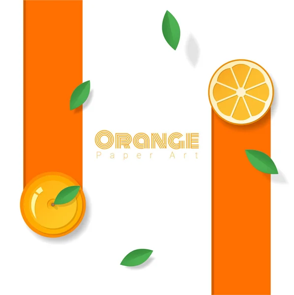 Fondo Fruta Naranja Fresca Estilo Arte Papel Vector Ilustración — Archivo Imágenes Vectoriales