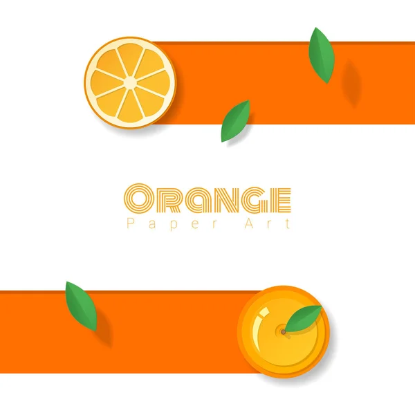 Fondo Fruta Naranja Fresca Estilo Arte Papel Vector Ilustración — Archivo Imágenes Vectoriales