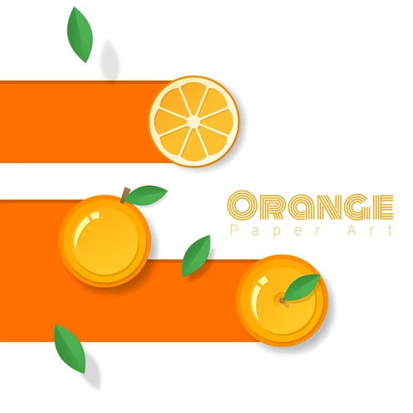 Fondo Fruta Naranja Fresca Estilo Arte Papel Vector Ilustración — Archivo Imágenes Vectoriales