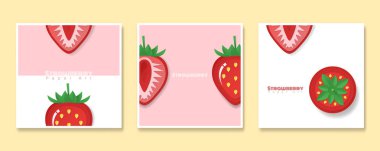 Meyve afiş kağıt sanat tarzı, vektör, illüstrasyon çilek ile kümesi