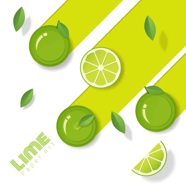 Fondo Fruta Lima Fresca Estilo Arte Papel Vector Ilustración — Vector de stock