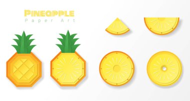 Ananas kağıt sanat tarzı, vektör, resimde kümesi