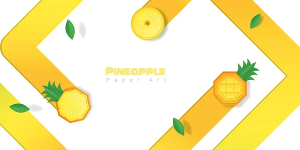 Fondo Fruta Piña Fresca Estilo Arte Papel Vector Ilustración — Vector de stock