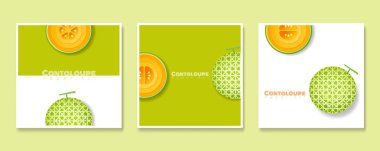 Kavun karpuz kağıt sanat tarzı, vektör, illüstrasyon ile meyve afiş kümesi