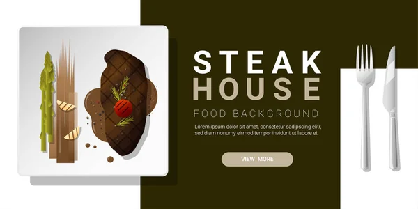 Boeuf Grillé Steak Longe Épices Servis Sur Assiette Fond Alimentaire — Image vectorielle