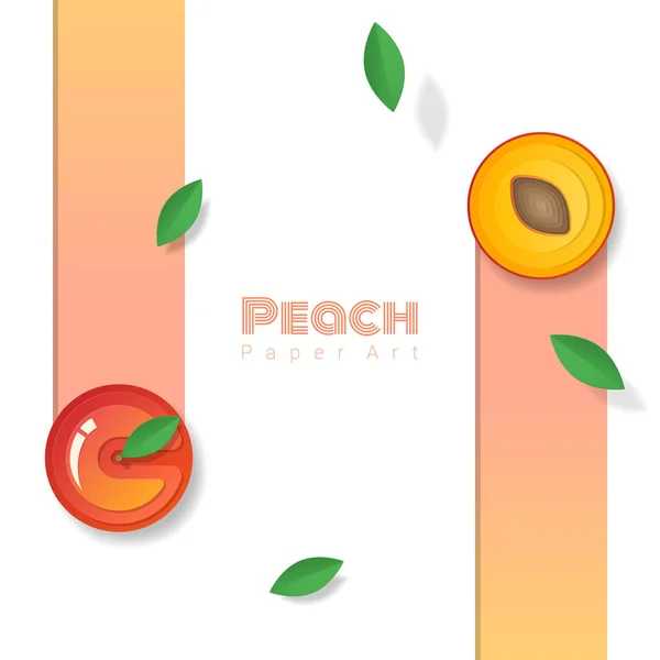 Fondo Fruta Fresca Melocotón Estilo Arte Papel Vector Ilustración — Vector de stock