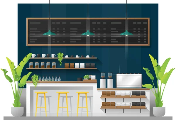 Interieur Scène Van Modern Coffeeshop Teller Bar Vector Illustratie — Stockvector