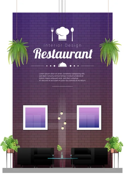 内部背景 现代餐馆与桌和椅子场面 — 图库矢量图片
