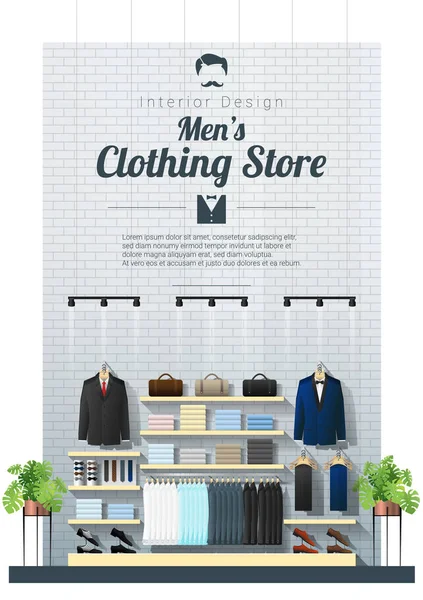 Sfondo Interno Uomini Moderni Negozio Abbigliamento Vettore Illustrazione — Vettoriale Stock