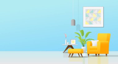 Sıcak renkli oturma odası, vektör, illüstrasyon iç arka plan