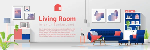 Fundo Interior Com Sala Estar Colorida Vetor Ilustração —  Vetores de Stock