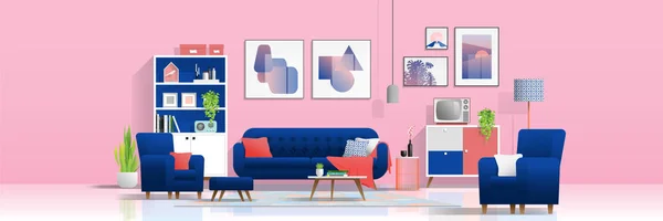 Fundo Interior Com Sala Estar Colorida Vetor Ilustração —  Vetores de Stock