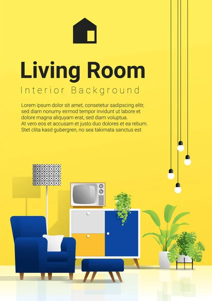 Fundo Interior Com Sala Estar Colorida Vetor Ilustração — Vetor de Stock