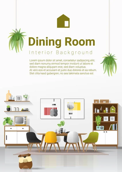 Fondo Interior Con Comedor Moderno Vector Ilustración — Vector de stock