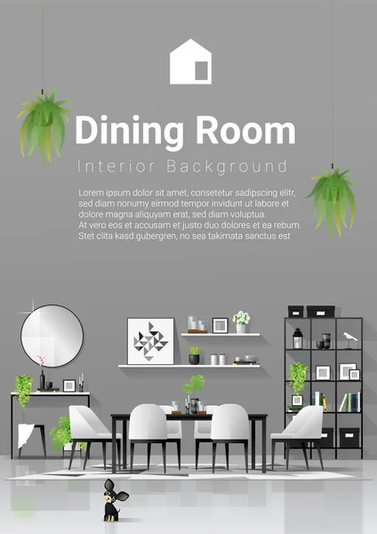 Fundo Interior Com Sala Jantar Estilo Moderno Preto Branco Escandinavo —  Vetores de Stock