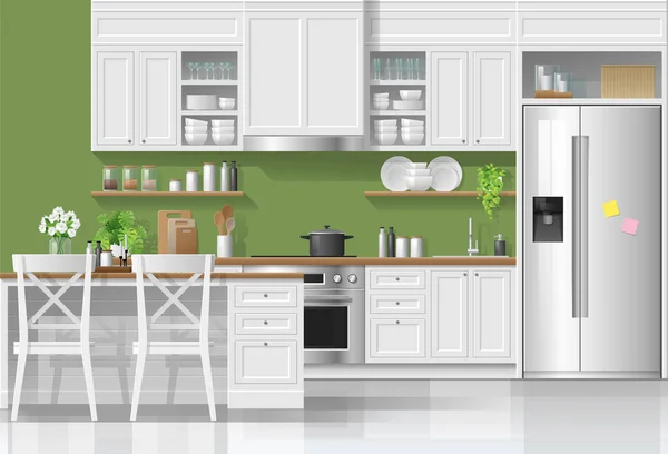 Mutfak Modern Rustik Tarzı Vektör Illüstrasyon Arka Plan — Stok Vektör