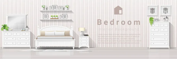 現代のカントリースタイル ベクトル イラストの寝室とインテリアの背景 — ストックベクタ