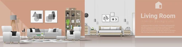Casa Moderna Fondo Interior Con Sala Estar Dormitorio Combinación Vector — Vector de stock