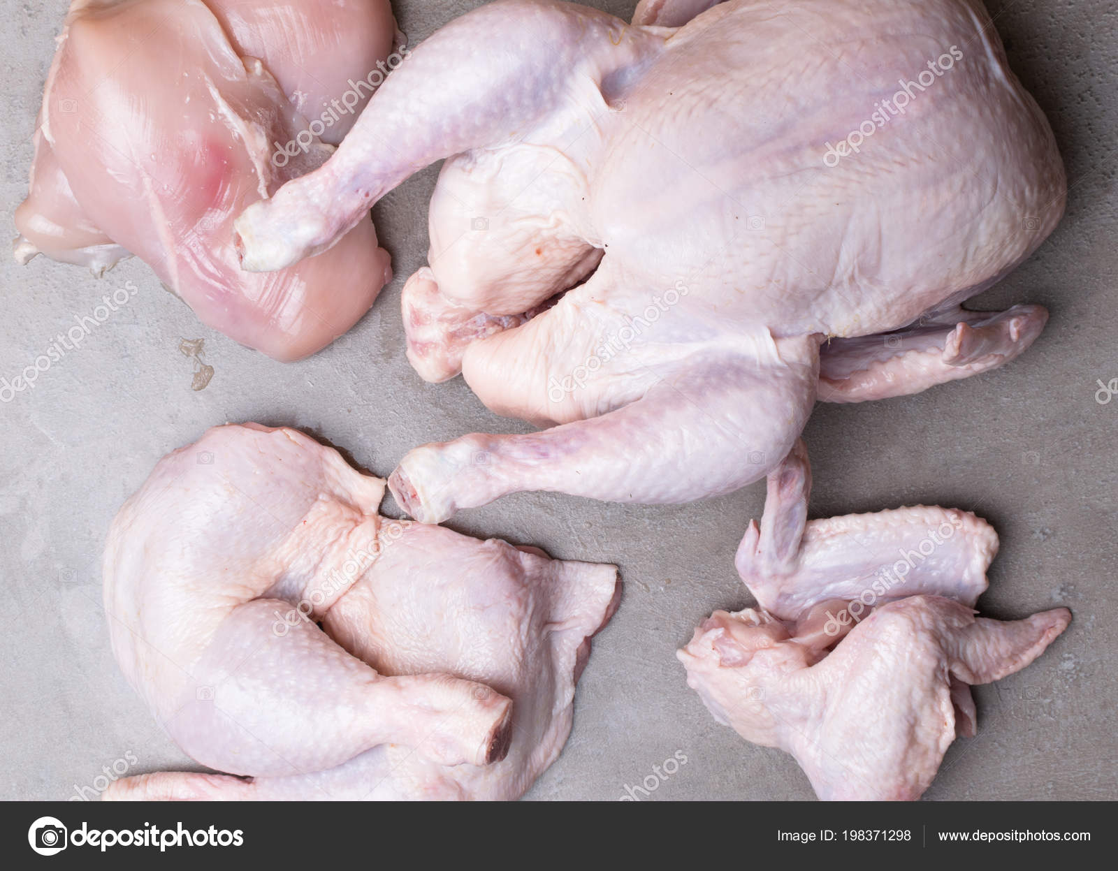 Set Raw Chicken Meat Pieces One Fresh Whole Chicken Grey Stock Photo Image By C Dian4ikn Gmail Com 198371298