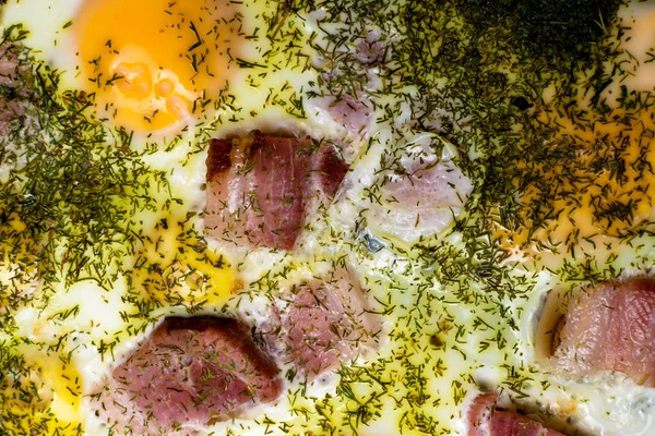 Traditional Breakfast Bacon Fried Eggs — Stock Photo, Image