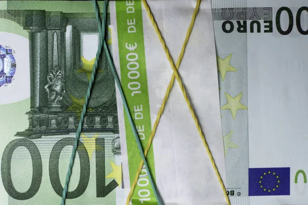 Pile One Hundred Euro Banknotes 10000 Isolated Black Background Clipping — Stock Photo, Image