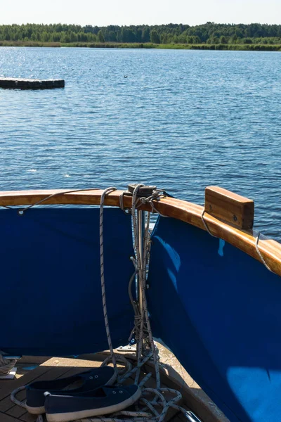 Részlete Kikötői Kötél Csomózott Vége Körül Egy Mólón Tengeri Kikötői — Stock Fotó